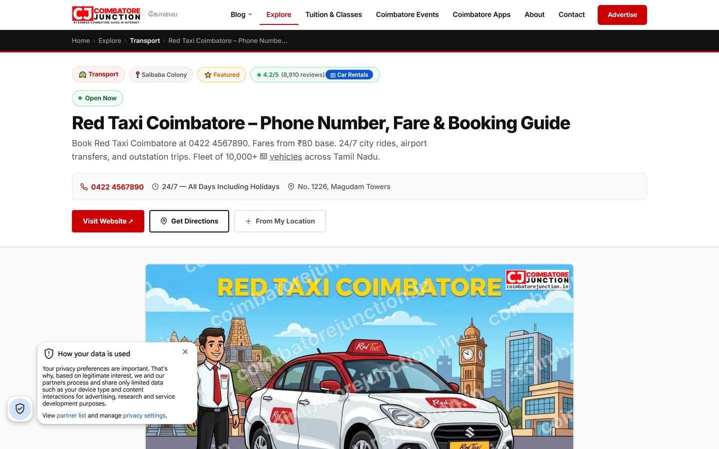 Coimbatore Junction guide to the city's red taxi service